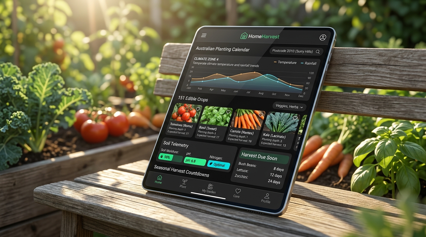 Healthy vegetables growing in an Australian garden